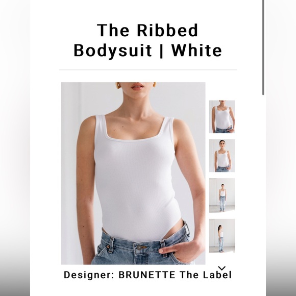 Brunette the Label - White Ribbed Bodysuit NWOT - Picture 1 of 1